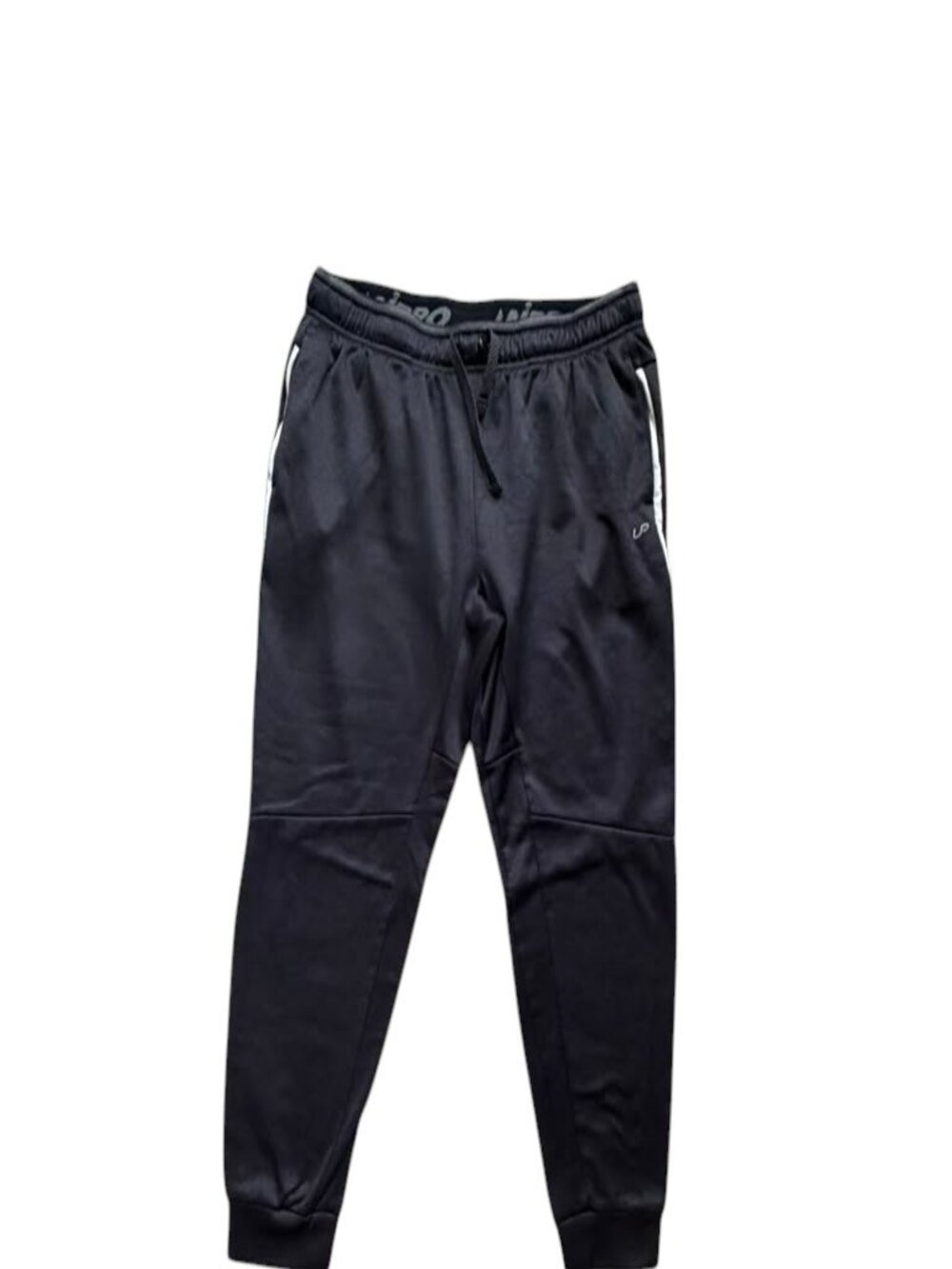 UNIPRO Men's L Black Athletic Jogger Track Pants Side Stripe.